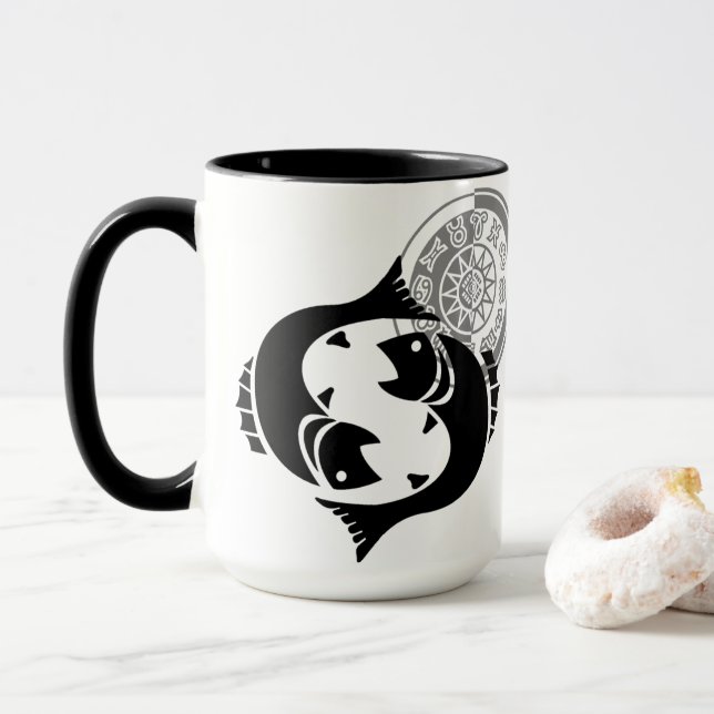 Mug Poissons de style grec avec Poisson Zodiac Graphiq (Avec donut)