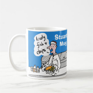 Mug Poissons et chips à personnaliser.