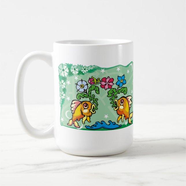 Mug Poissons floraux Poissons avec fleurs (Gauche)