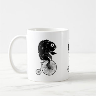 Mug Poissons montant un vélo
