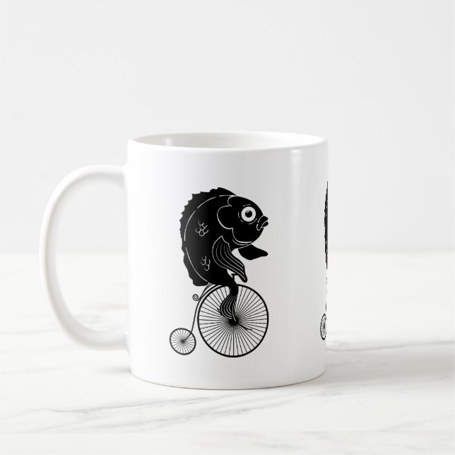 Mug Poissons montant un vélo (Gauche)