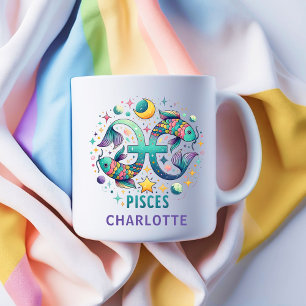 Mug Poissons Personnalisés Colorés Zodiaque Astrologie
