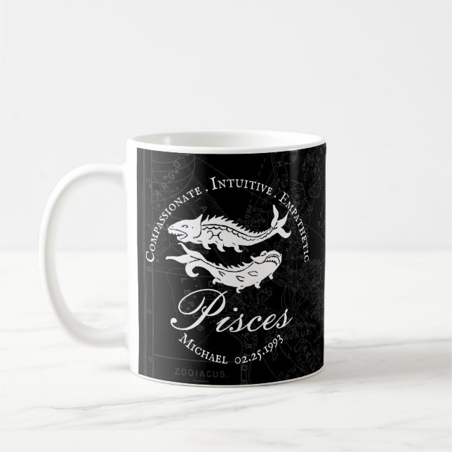 Mug Poissons Personnalisés Zodiac Traits Positifs Vint (Gauche)