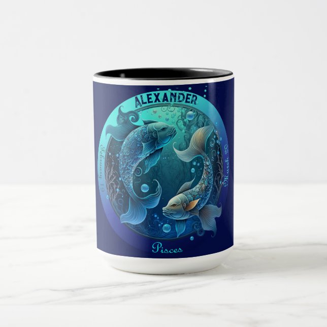Mug Poissons Zodiaque Café Personnalisable (Centre)