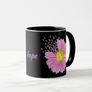 Mug Poitrine rose ruban sur noir