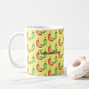 Mug Poivrons Aquarelles Rouge Et Vert