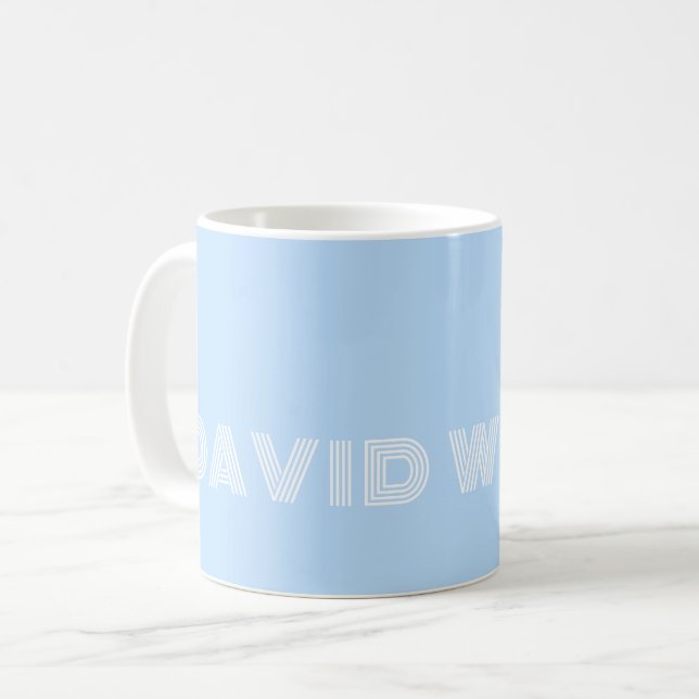 Mug Police Amusante Bleu Clair et Blanc Moderne Nom 01 (Devant gauche)