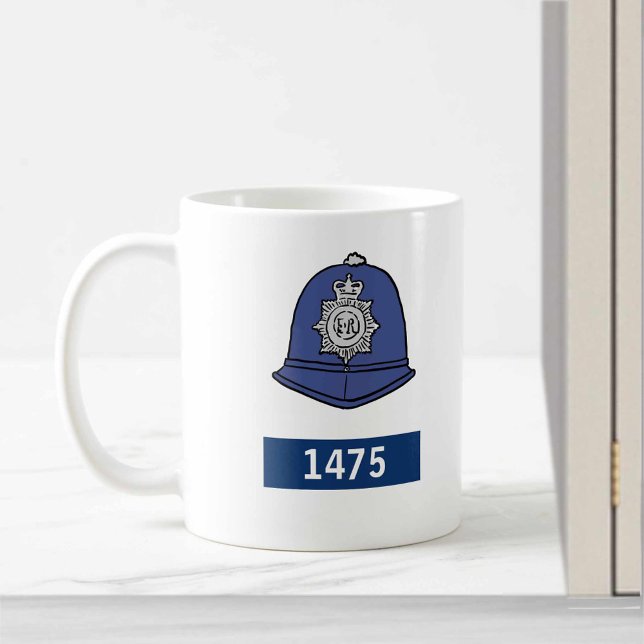 Mug Police britannique avec casque - Ajouter un numéro (Créateur téléchargé)