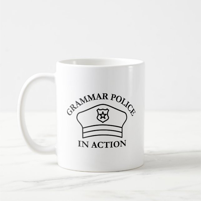 Mug Police De Grammaire En Action | Funny Enseignant a (Gauche)
