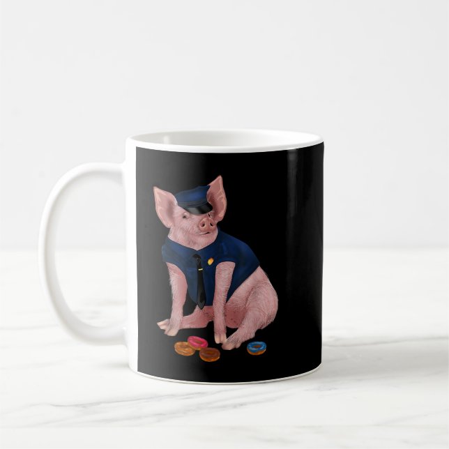 Mug Police Humoristique Doughnut Cochon Cop Pour Polic (Gauche)