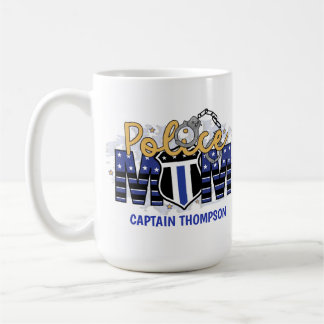 Mug Police Maman Insigne personnalisé Ligne Bleue Minc