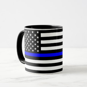 Mug police mince ligne bleue drapeau usa etats-unis am