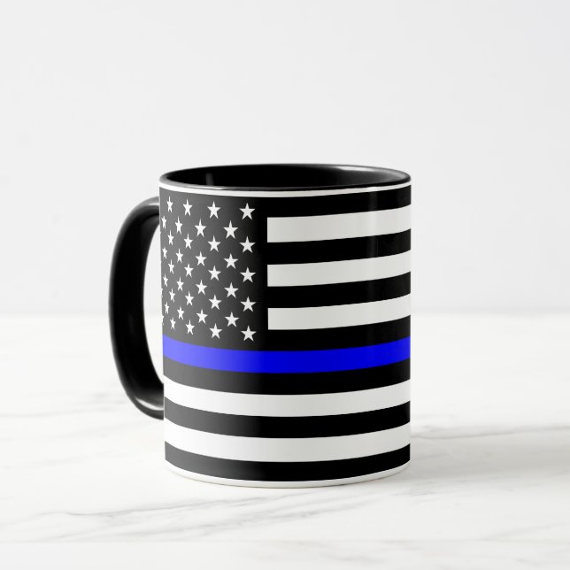Mug police mince ligne bleue drapeau usa etats-unis am (Devant gauche)