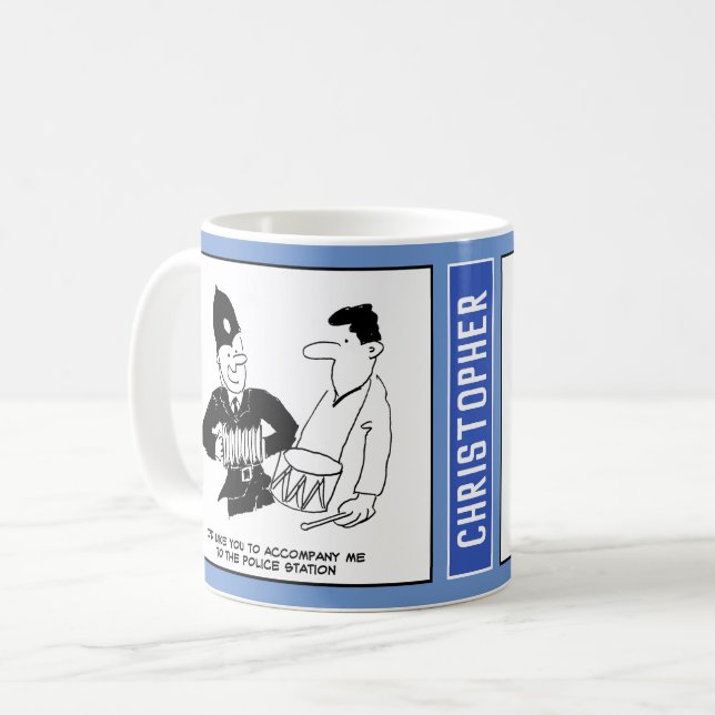 Mug Police musicale britannique avec Accordion. Drôle (Devant gauche)