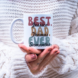 Mug Police Rétro Meilleure papa Ever Enfants Noms Fête