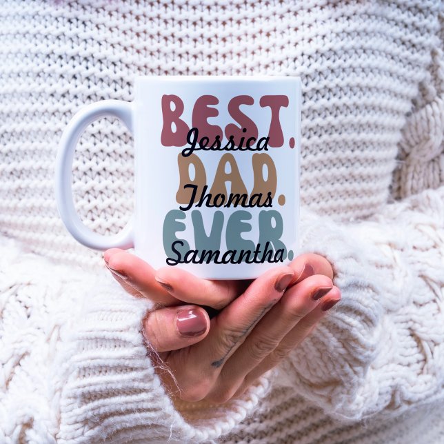 Mug Police Rétro Meilleure papa Ever Enfants Noms Fête (Créateur téléchargé)
