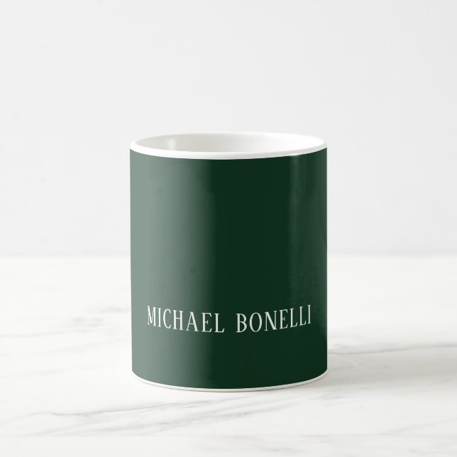 Mug Police Serif Élégant Vert Foncé Classique Minimali (Centre)