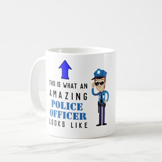 Mug POLICIER HOMME Dessin CARICATURE Personnalisé (Devant gauche)
