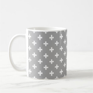 Mug Polka blanche croise sur gris