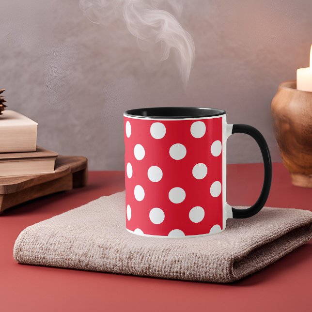 Mug polka blanche en rouge (Créateur téléchargé)