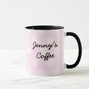 Mug Polka blanche rose personnalisée Boug de café poin