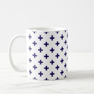 Mug Polka bleu marine croise sur blanc