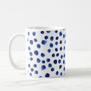 Mug Polka Bleue : Aquarelle Point sans joint.