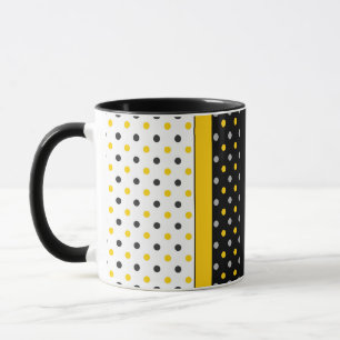 Mug Polka gris jaune noir et blanc Point moderne