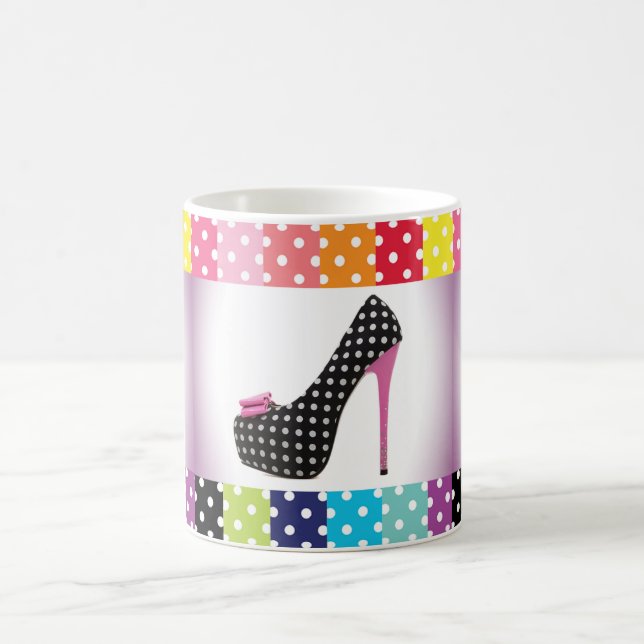 Mug Polka noir et blanc Point rose Haut talon (Centre)