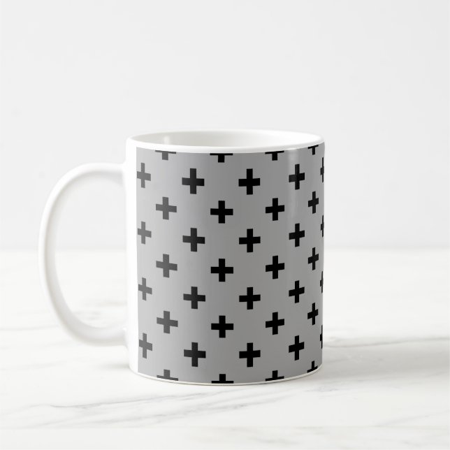 Mug Polka noire croise sur gris (Gauche)