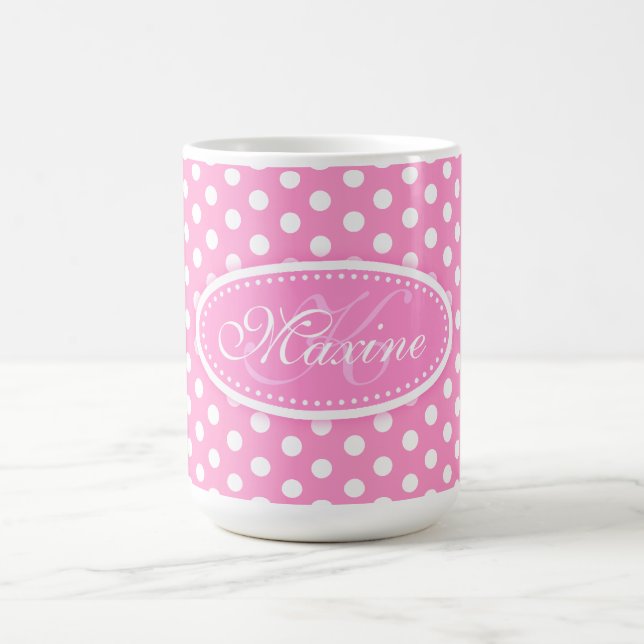 Mug Polka point motif rose et blanc boue (Centre)