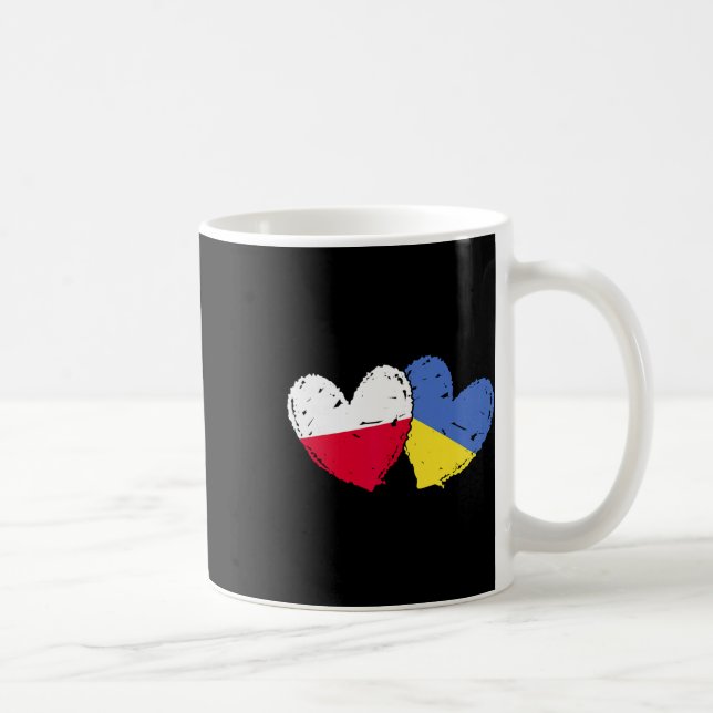 Mug Pologne Ukraine Drapeaux Cœur Drapeaux Polonais Uk (Droite)
