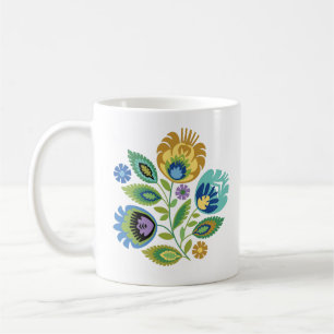 Mug Polonais Floral Yellow Ochre Papercut Design