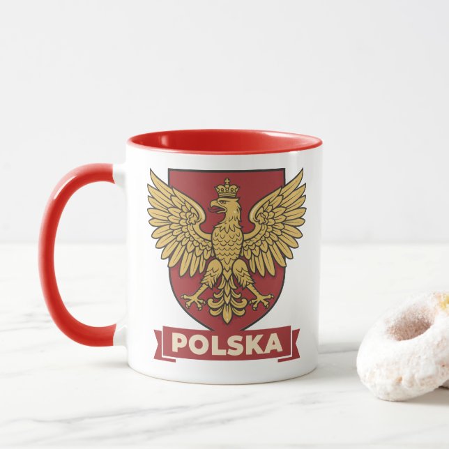 Mug Polska Aigle Doré Héraldique (Avec donut)