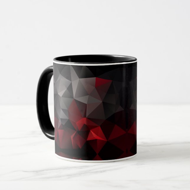 Mug Polygonale, noir et rouge (Devant gauche)