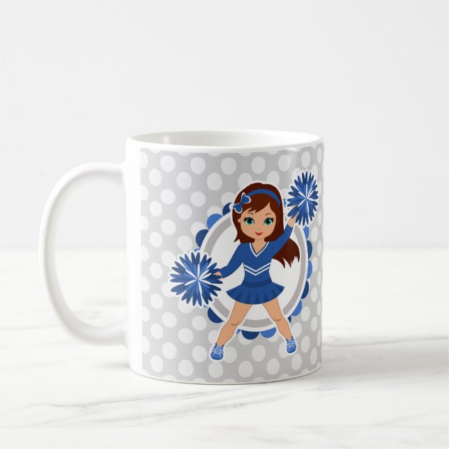 Mug Pom-pom girl Bleue Brunette - Mignonne Cheval (Gauche)