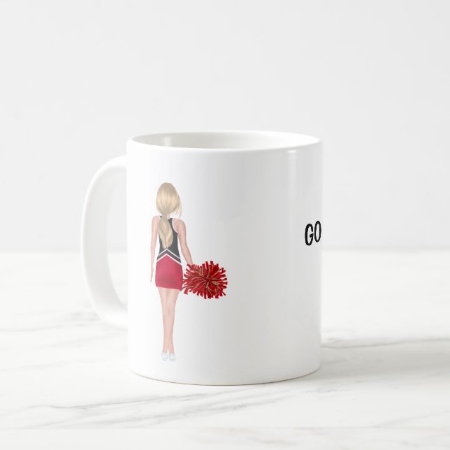 Mug Pom-pom girl rouge et noir personnalisé (Devant gauche)