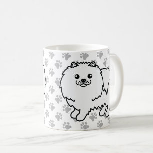 Mug Pomeranian Blanc Chien de Dessin Animé Mignon & Pa