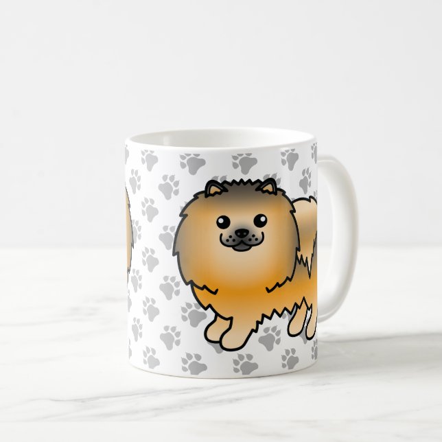 Mug Pomeranian Sable Orange Chien de Dessin Animé Mign (Devant droit)