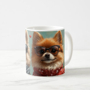 Mug Poméranie aux roses du cœur pour la Saint-Valentin