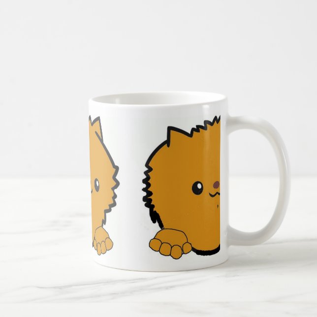 Mug poméranien qui regarde orange (Droite)