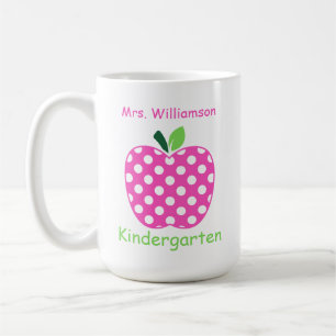 Mug Pomme de professeur à pois rose et vert