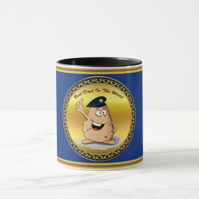 Mug Pomme de terre de policier avec un casquette bleu (Centre)