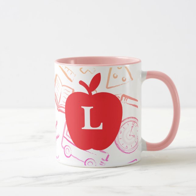 Mug Pomme pour le Monogramme personnalisé de l'enseign (Droite)