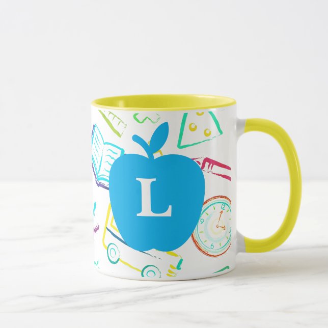 Mug Pomme pour le Monogramme personnalisé de l'enseign (Droite)