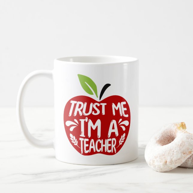 Mug Pomme rouge CONFIANCE MOI JE SUIS UN PROFESSEUR Ci (Avec donut)