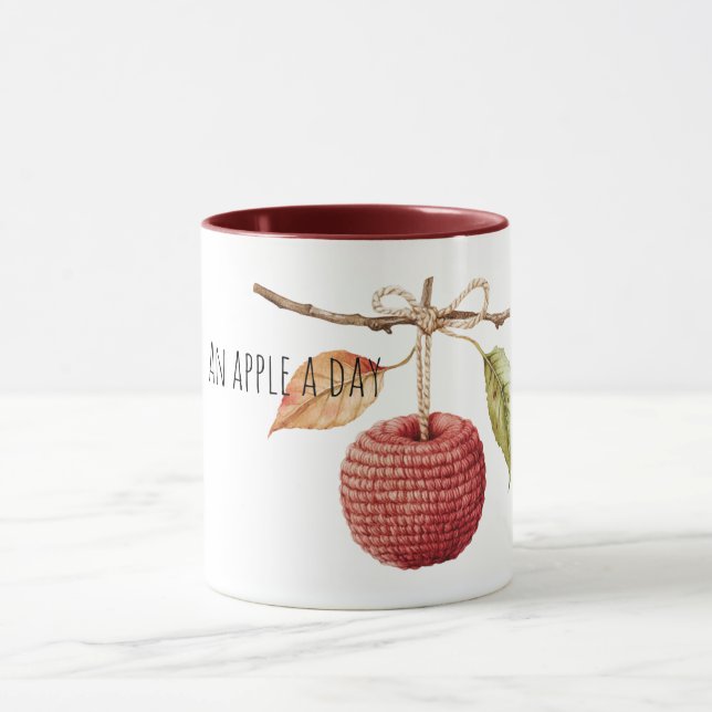 Mug Pomme Rouge Tricotée Un Jour (Centre)