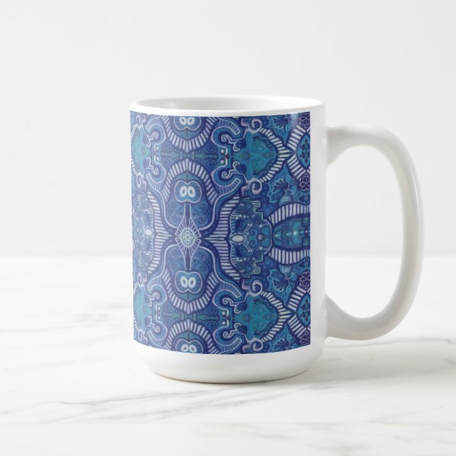 Mug Pomme Strid Bohemian Boho Arabesque Motif Bleu (Droite)
