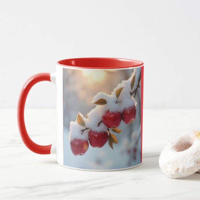Mug Pommes délicieuses rouges avec neige (Avec donut)
