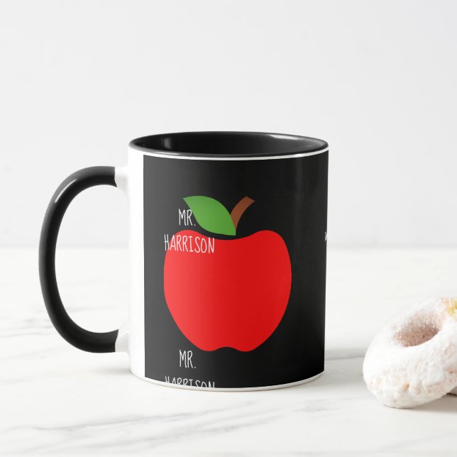 Mug Pommes pour enseignant Noir (Avec donut)